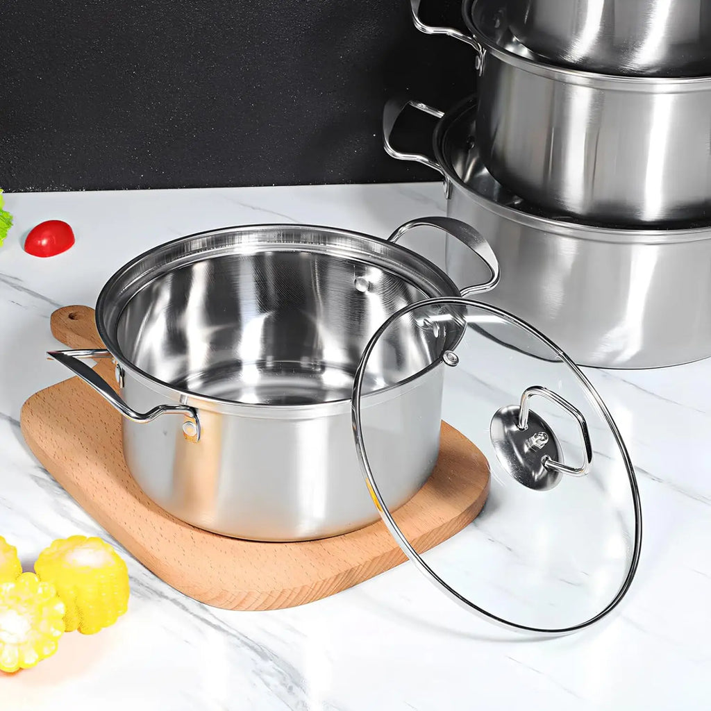 15-Piece Stainless Steel Cookware Set: Non-Stick Pan Set, Skillet, Stew Pot, Wok Multifunctional, Stylish, Outdoor Cookware Set