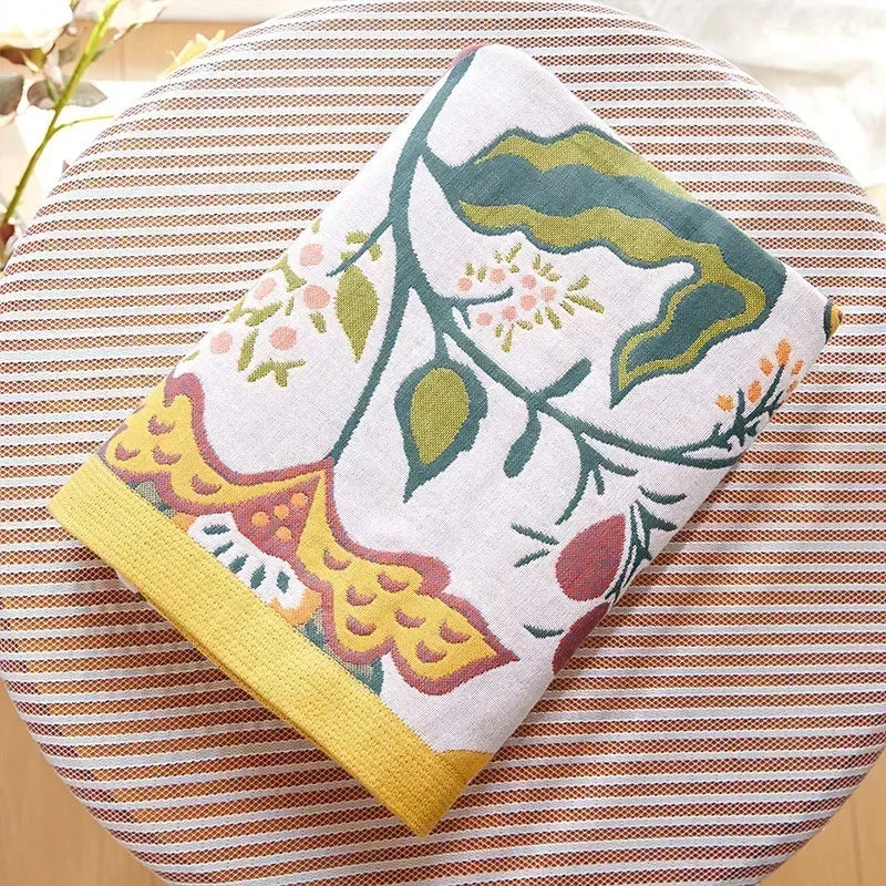 Cotton Gauze Floral Bath Towel