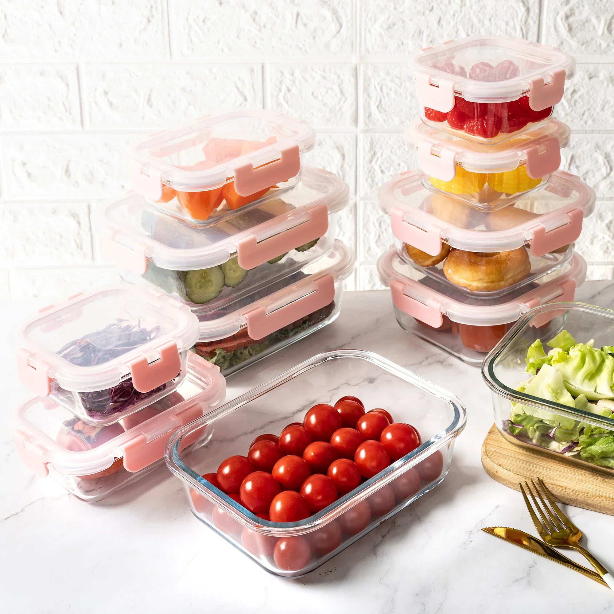 16-Piece Glass Food Storage Containers – Airtight, Leakproof, Microwave & Oven Safe