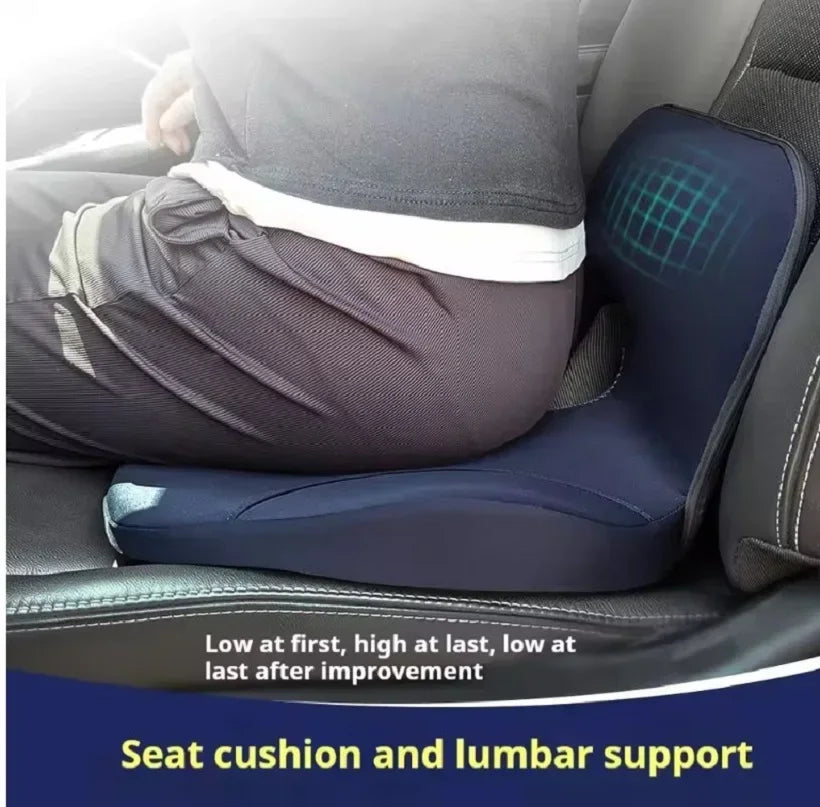 🪑 Memory Foam Seat Cushion & Back Support Pillow Set