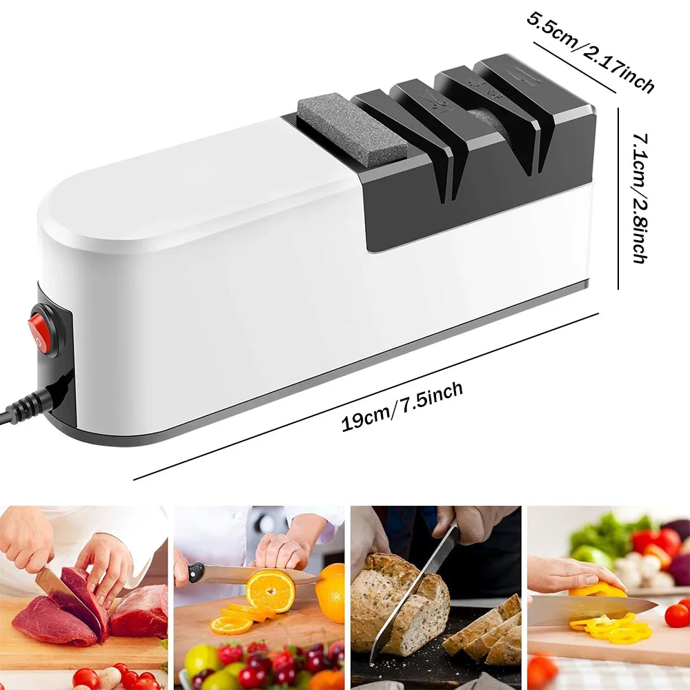 4-Segment Fully Automatic Electric Knife Sharpener – Portable Kitchen Sharpener with Non-Slip Base for Household Knives & Kitchen Accessories