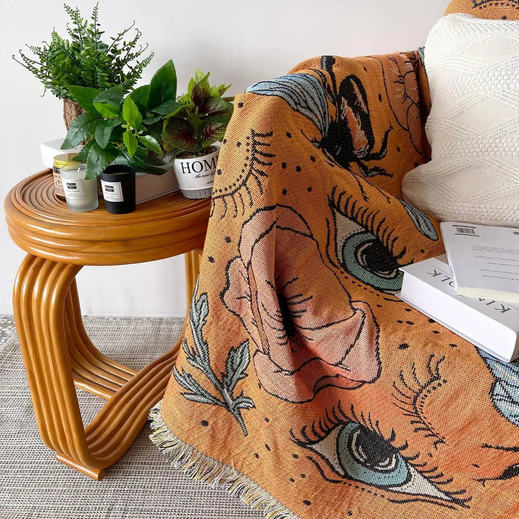 Boho Celestial & Nature-Inspired Woven Throw Blanket