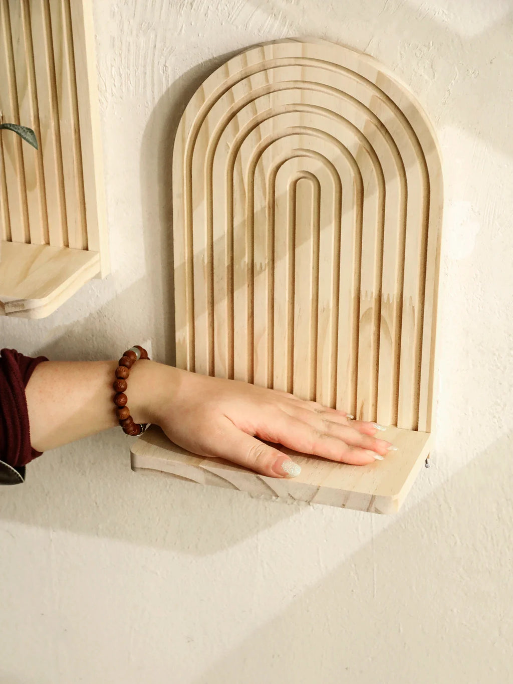 Boho Rustic Wooden Arch Display Shelf