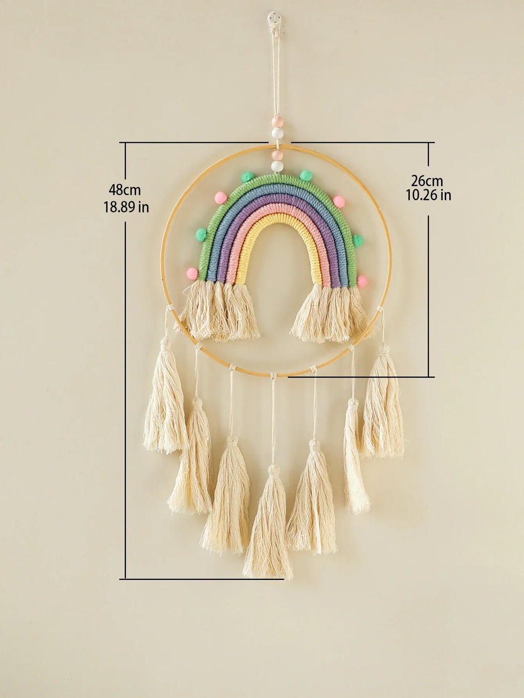 Macrame Rainbow Tapestry – Handmade Boho Wall Hanging for Living Room, Bedroom & Nursery