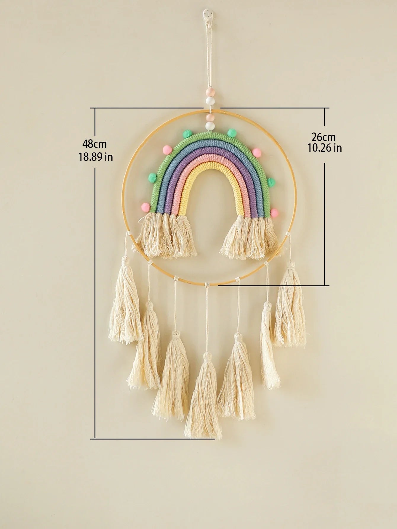 Macrame Rainbow Tapestry – Handmade Boho Wall Hanging for Living Room, Bedroom & Nursery