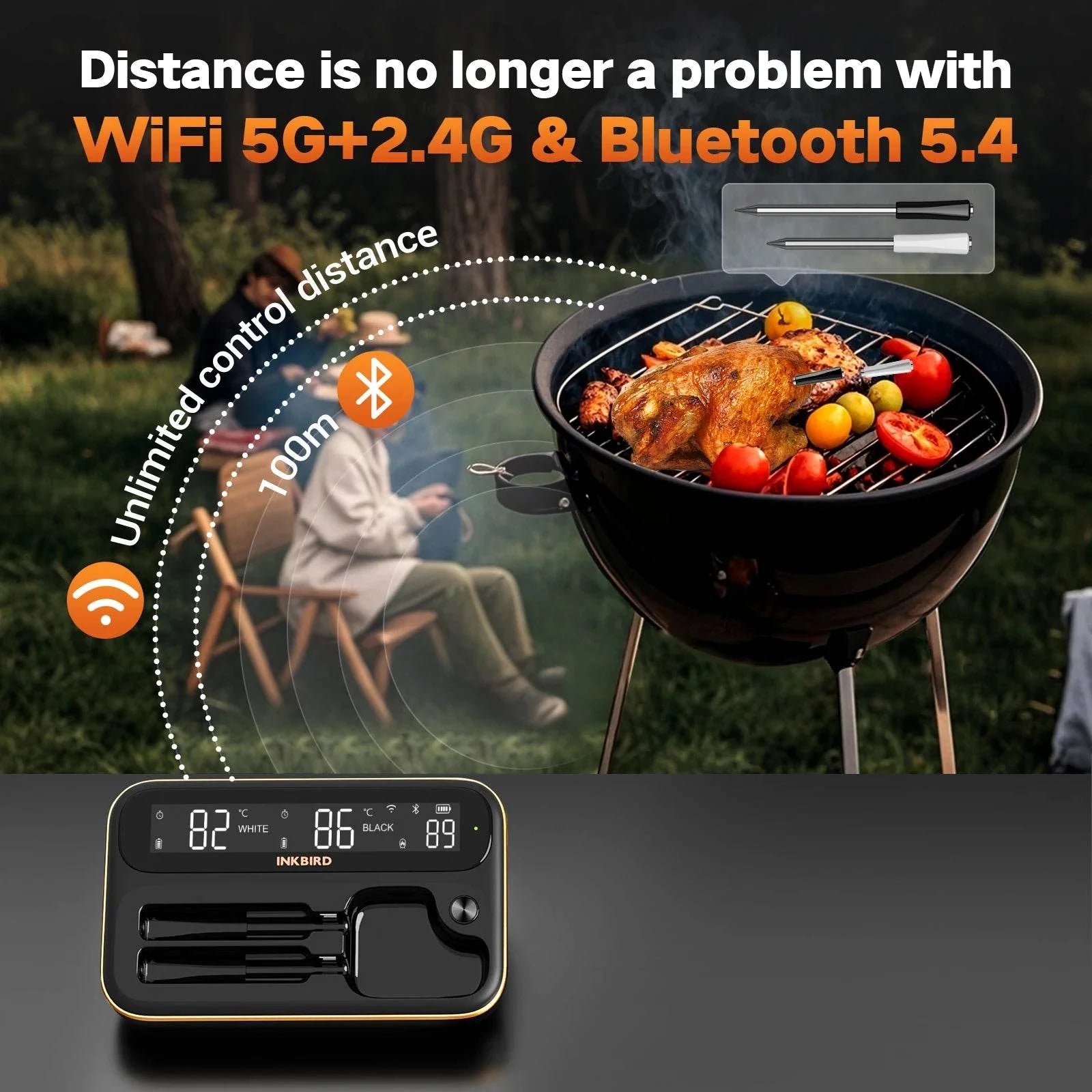 Smart Wireless Meat Thermometer with Dual-Probe Bluetooth