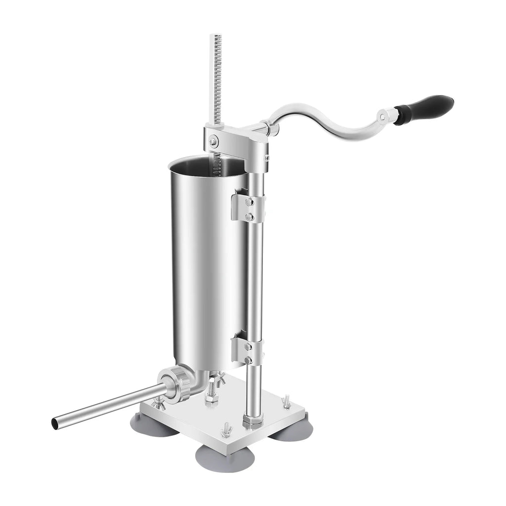3L Vertical Manual Sausage Stuffer Machine – Stainless Steel Sausage Maker with 4 Steel & 7 PE Tubes