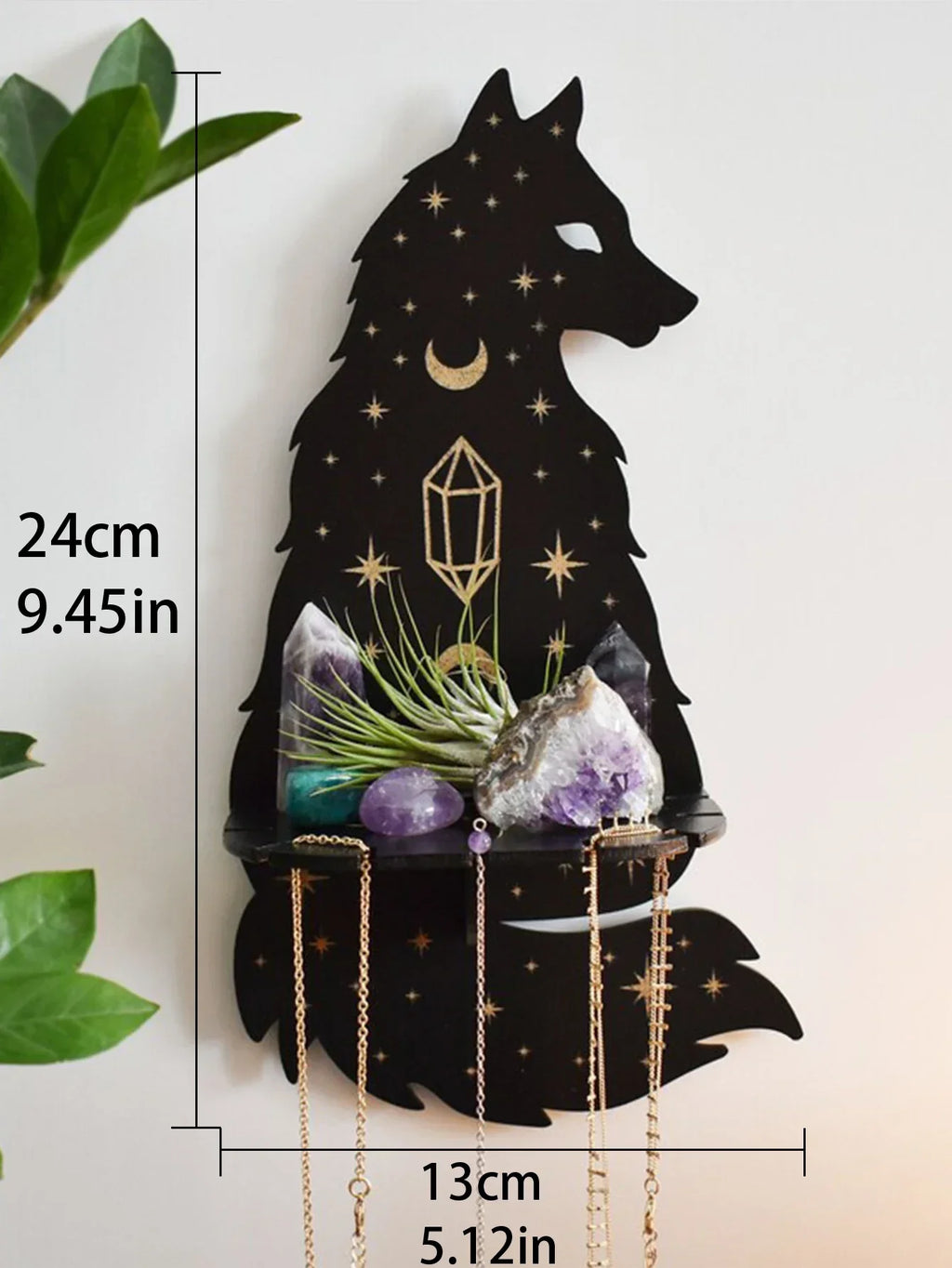 Animal Shaped Moon Phase Crystal Wall Shelf