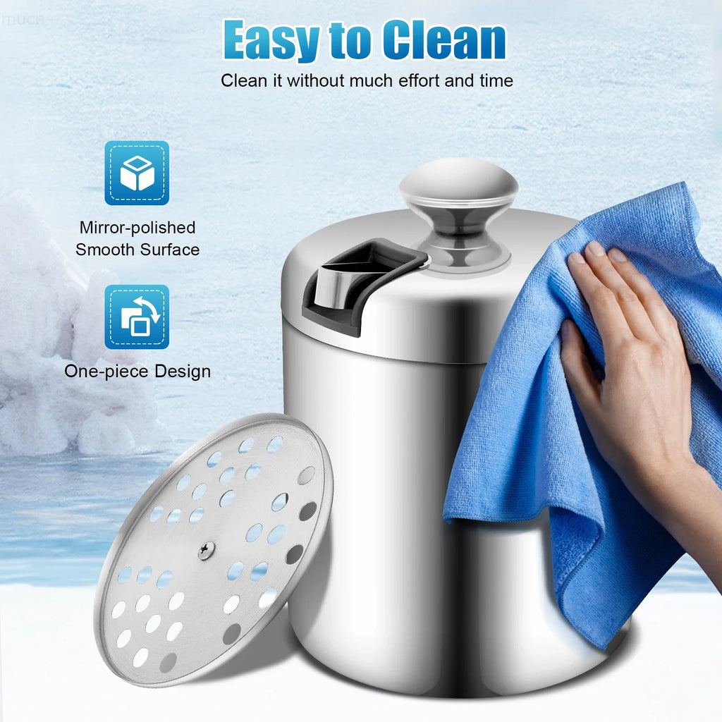 1.3L Portable Double-Walled Ice Bucket with Tongs Lid Stainless Steel Ice Cube Container For Wine/Drinking/Beer Cooler