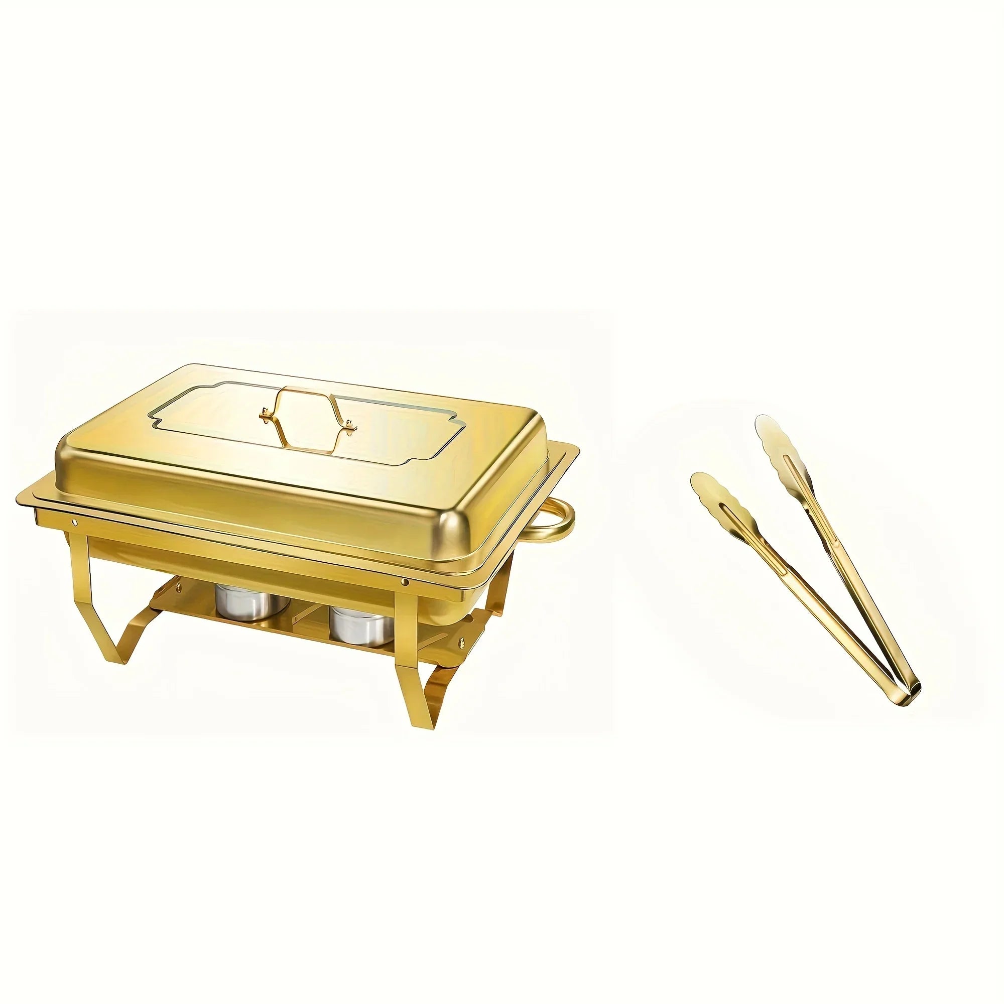 6 Pcs Buffet Baking Tray, 8 Quart Golden Baking Tray Buffet Set Full Size, Premium Stainless Steel Baking Tray Party Food Heater