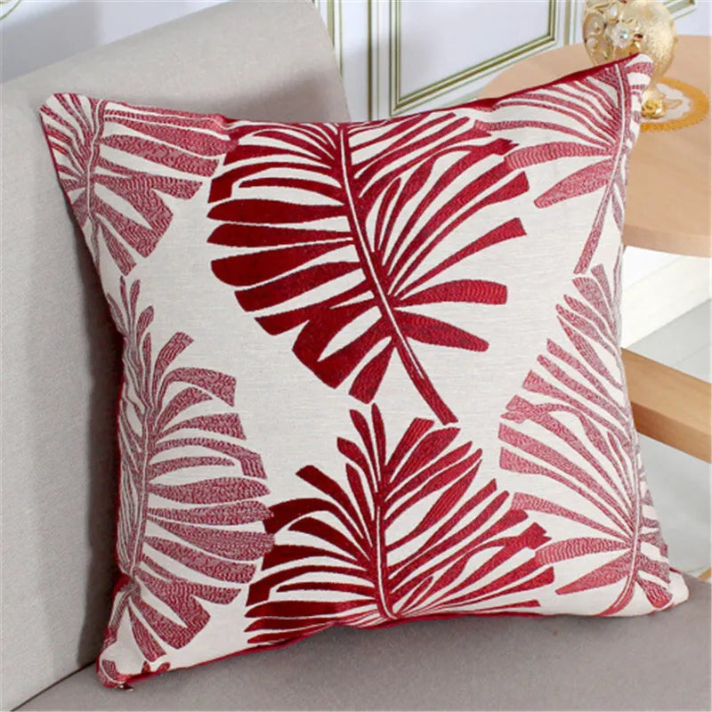 Bay Leaf Cushion Cover – Square Decorative Throw Pillow Case for Boho Home Decor