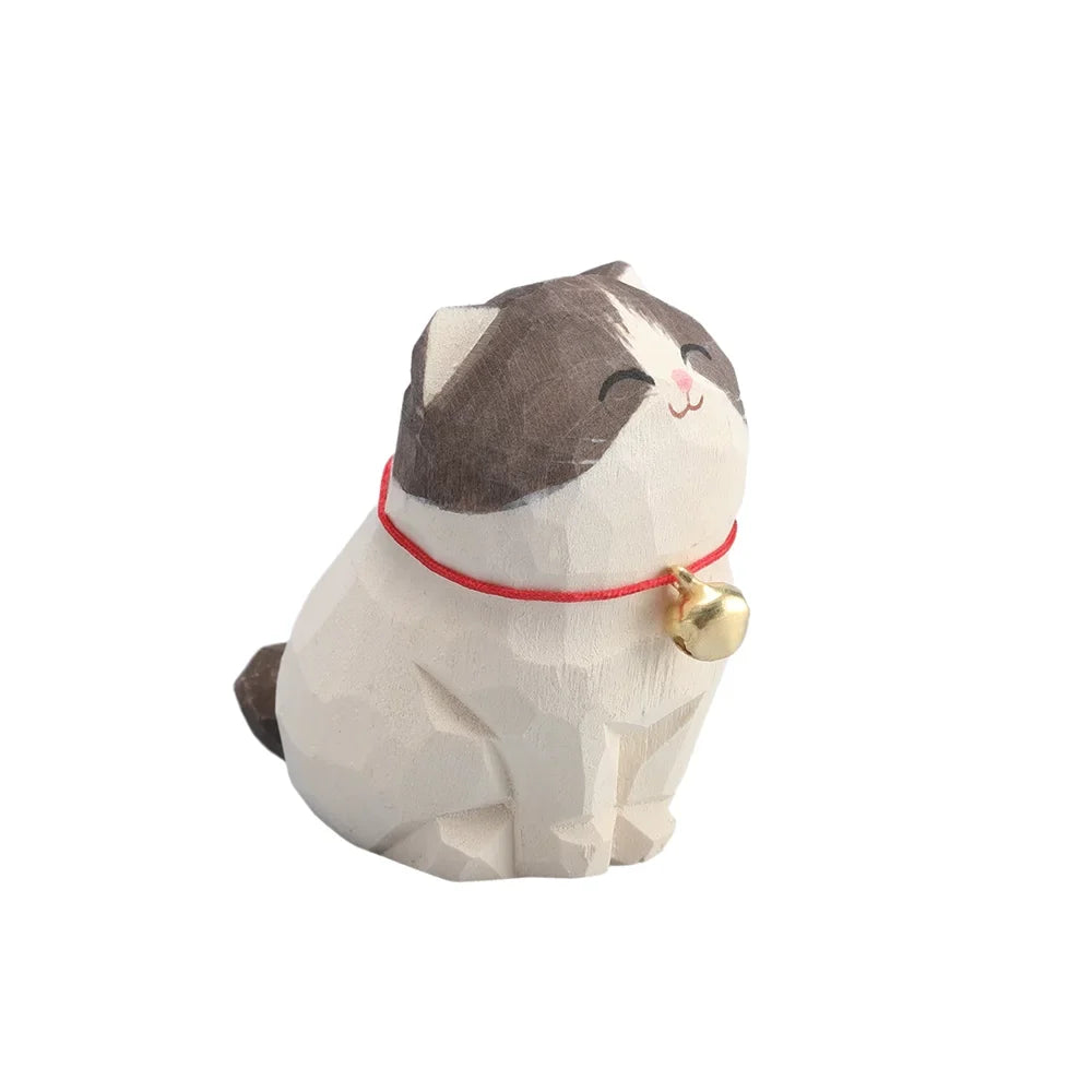 Hand-Carved Wooden Kitten
