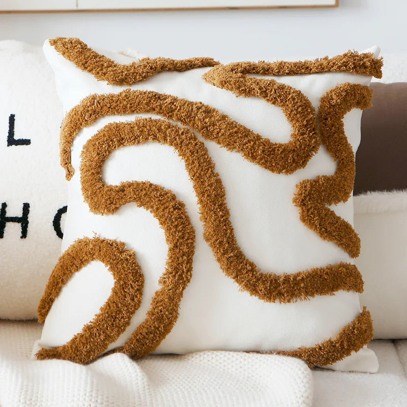 Vintage Nordic Throw Pillow Cover – Abstract Face