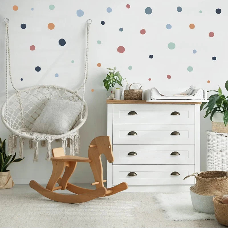 Boho Polka Dot Wall Stickers – Colorful Removable Nursery Decals
