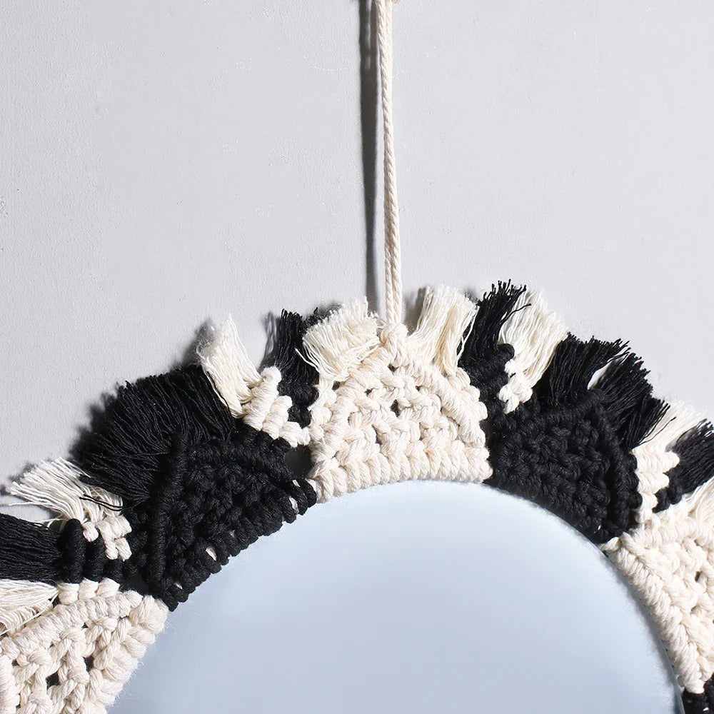 Circular Boho Macrame Wall Mirror