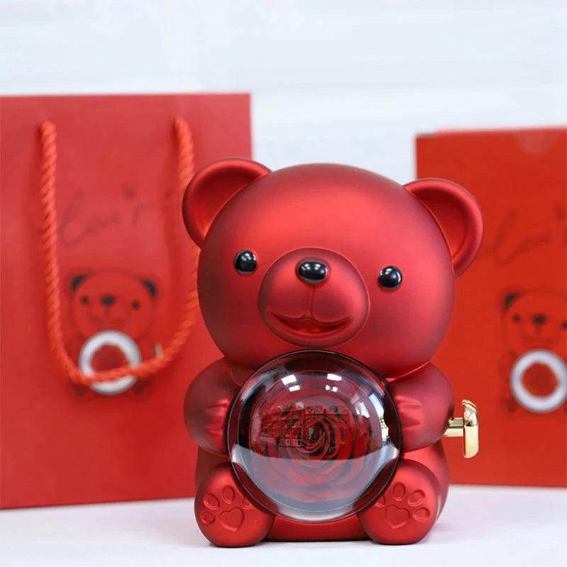 Valentine's Day Rose Bear Necklace