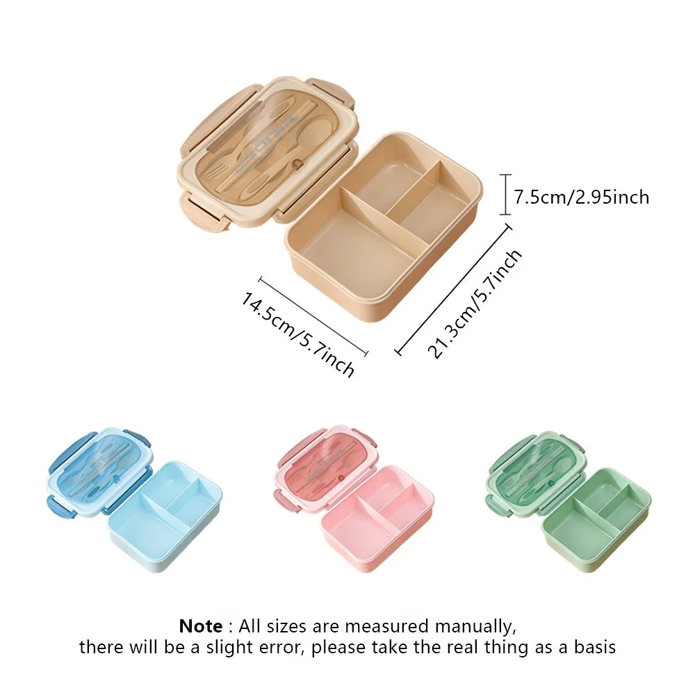 1pc Lunch box with utensils, leak-proof, square shape - Safe to use in microwave, perfect for office workers and kitchen storage