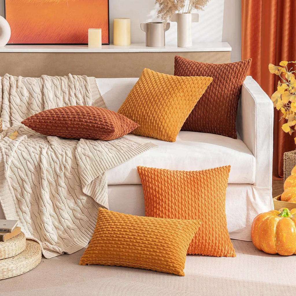 Soft Striped Throw Pillow Cover for Fall