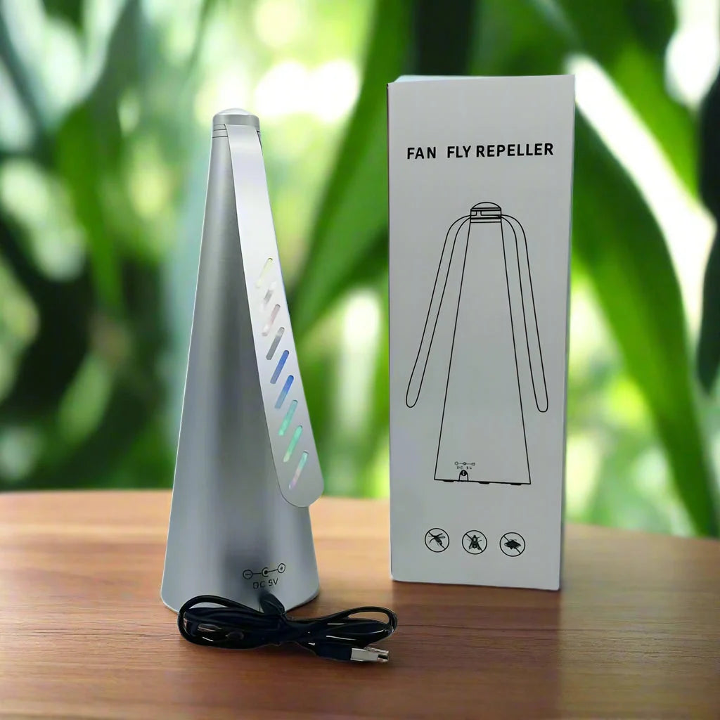 🪰 Fly Repeller Table Fan – Portable USB or Battery Powered Insect Repellent Fan