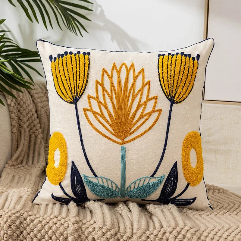 Vintage Floral Embroidered Pillowcase