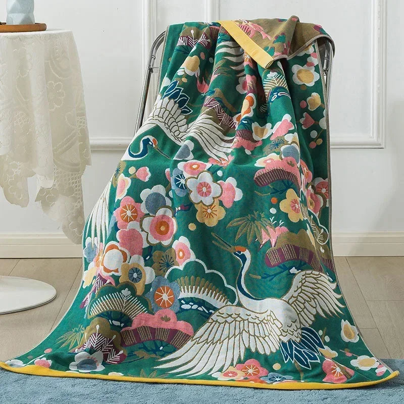 Cotton Gauze Floral Bath Towel