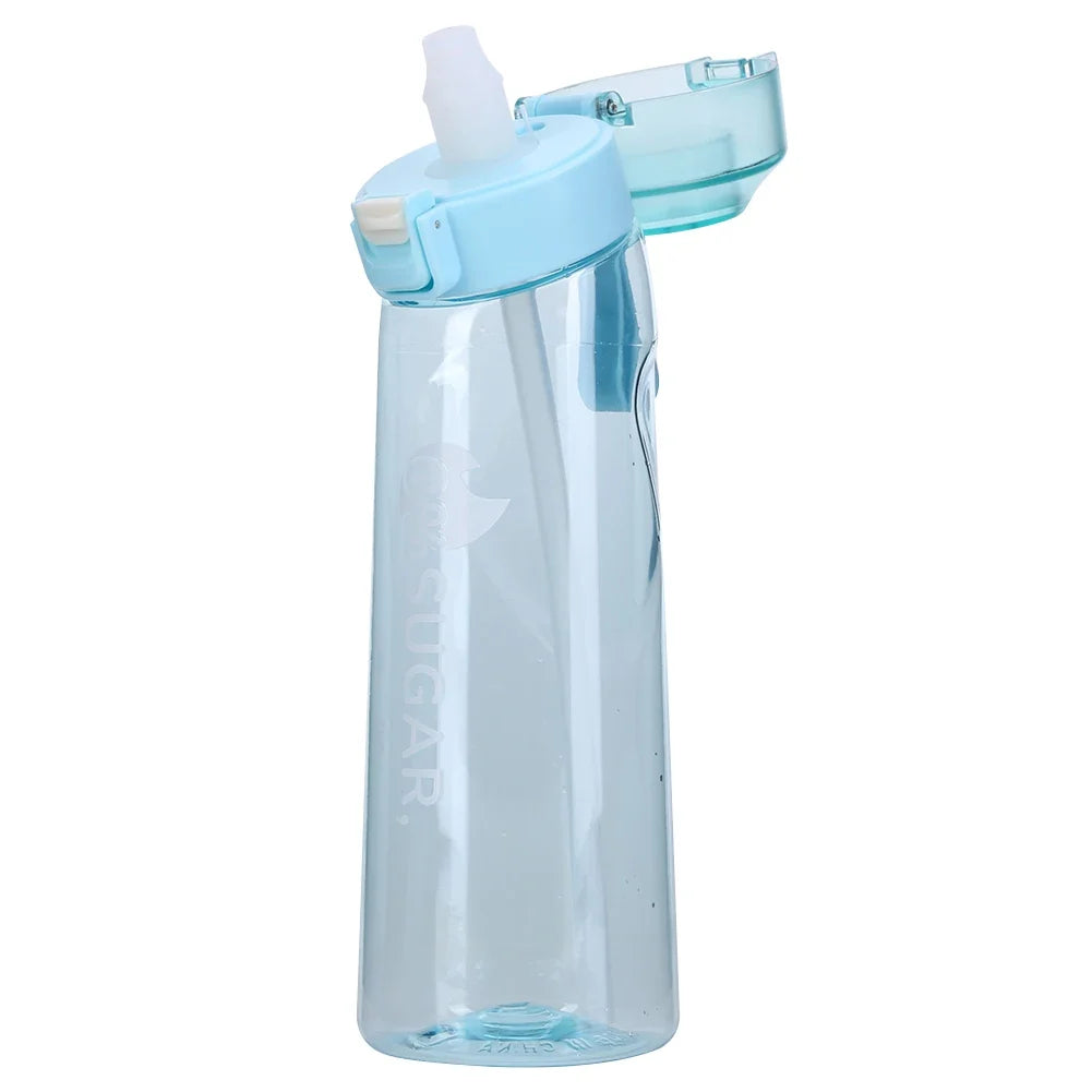 Flavored Water Bottle with 7 Flavour Pods Air Water Up Bottle Frosted Black 650ml Air Starter Up Set Water Cup for Camping Sport