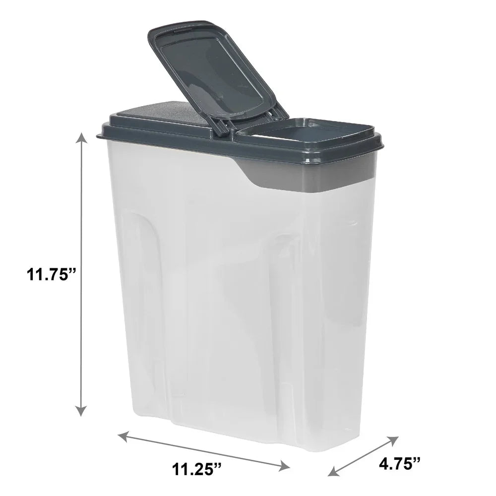 2-Pack Plastic Cereal Dispenser Containers 6 Quart Easy Grip Flip Lid Dry Food Storage Organizer