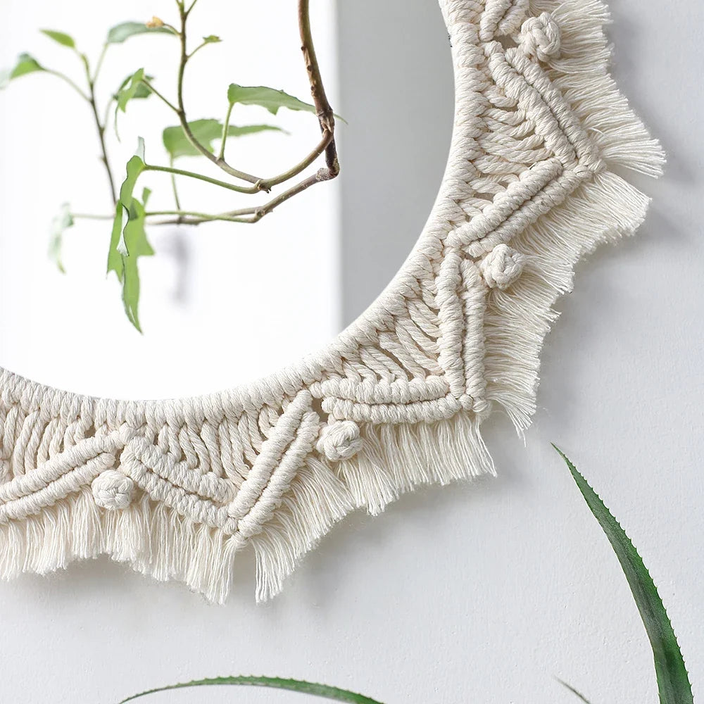 Circular Boho Macrame Wall Mirror