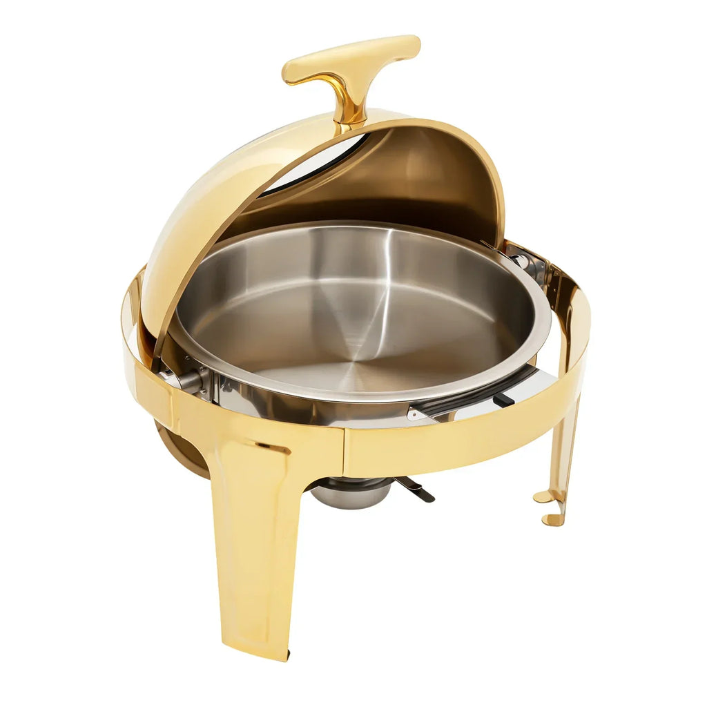 BYMAOCAR Round Chafing Dish Buffet Set 6.3 QT, Roll Top Stainless Steel Buffet Warmer Chafers with Food and Water Trays