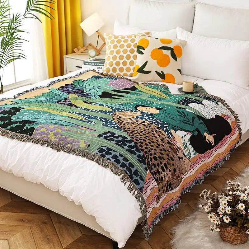 Boho Tassel Throw Blanket