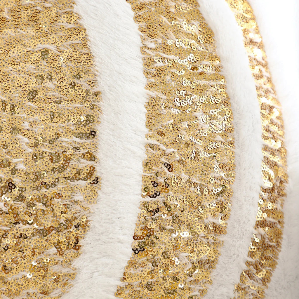 Pumpkin Gold Sequin Embroidered Pillow Cover – Plush Fall Accent for Cozy Autumn Vibes
