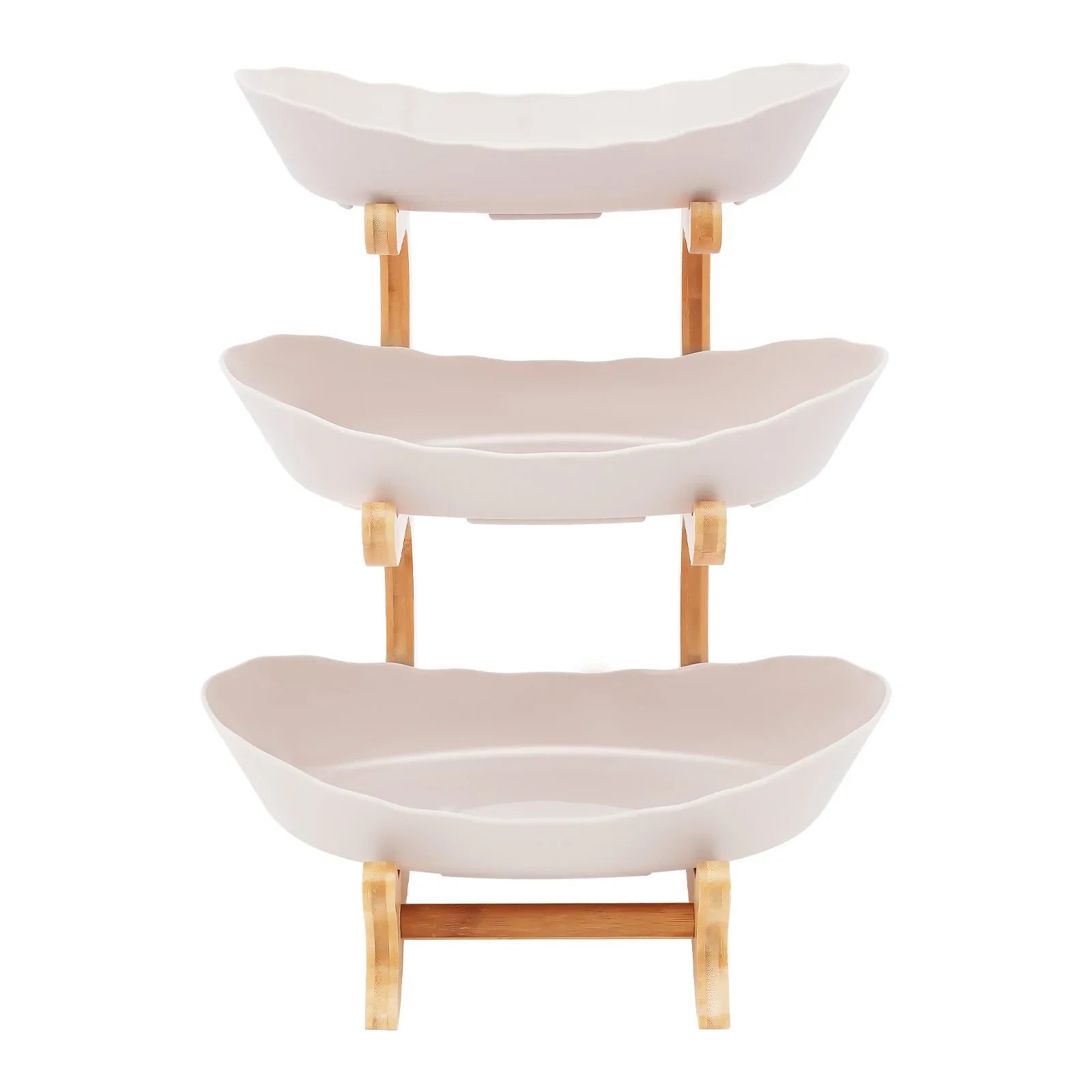 3-Tier Fruit & Dessert Tray Stand – Multi-Layer Snack, Candy & Cake Display with Bamboo Wood Rack for Parties, Weddings & Home Decor