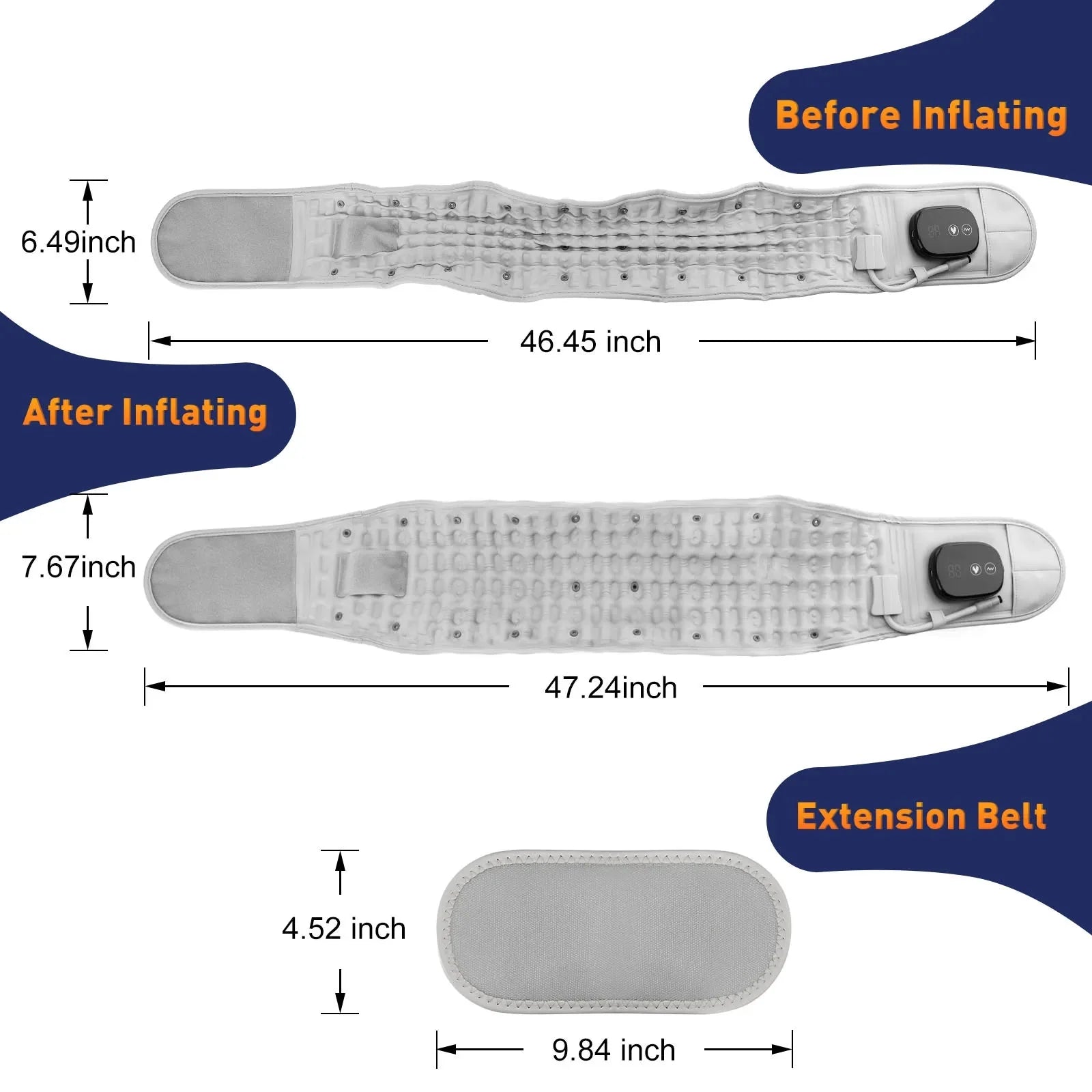 🔥 Heating Waist Massager Belt – Vibration & Inflatable Heated Back Support