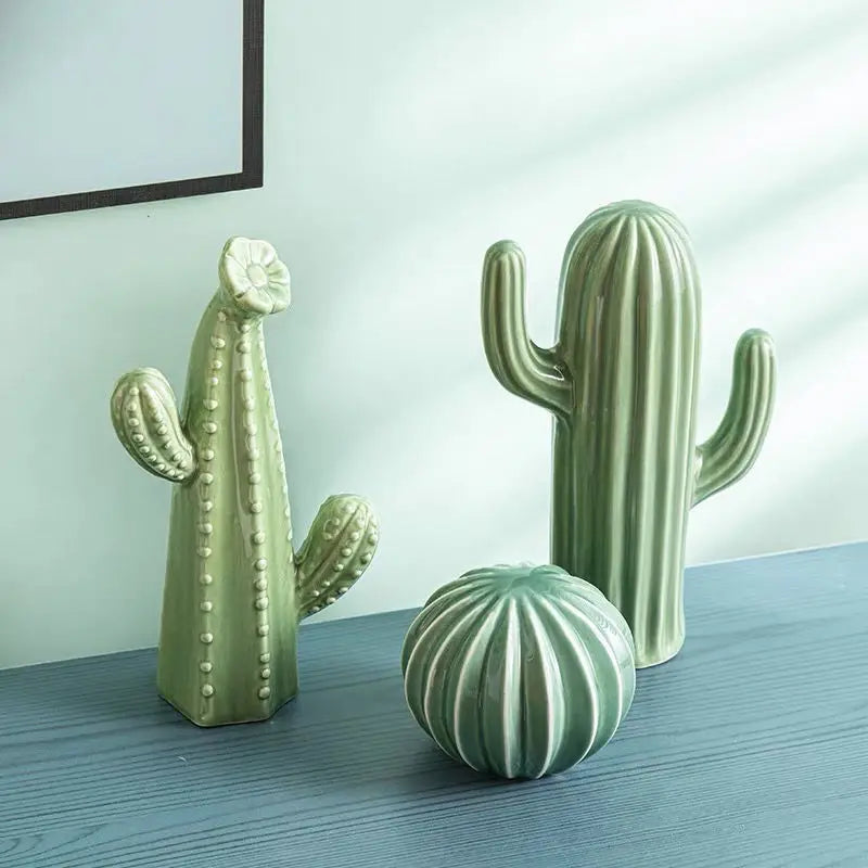Ceramic Cactus Decorative Sculpture