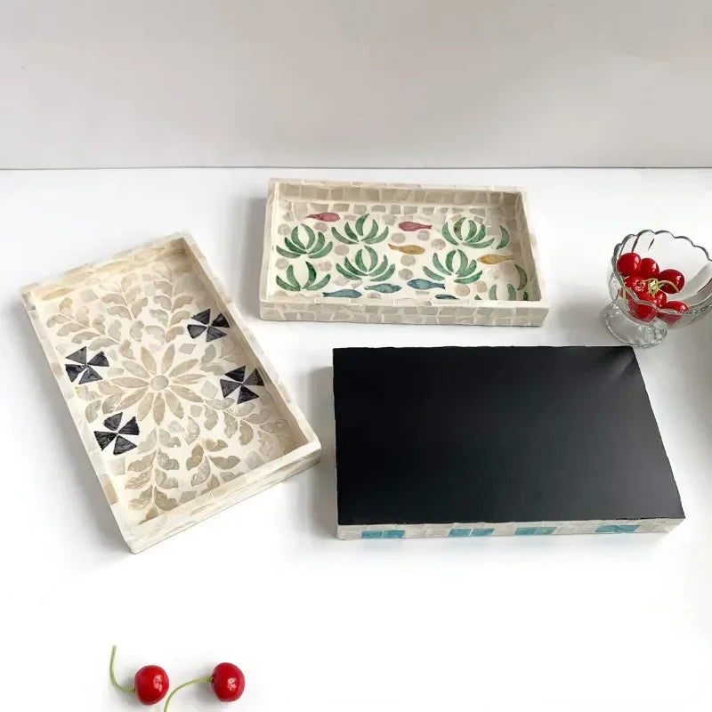 Handmade Shell Tray – Oval & Rectangular Decorative Jewelry Organizer for Boho Home Decor