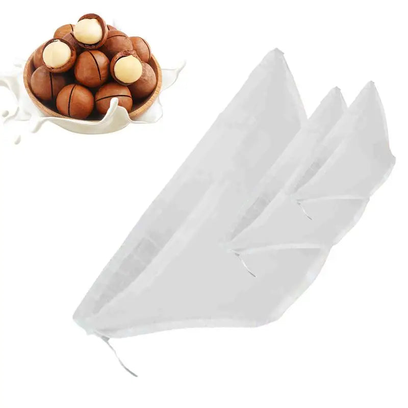 3pcs Soy Milk Bag Reusable Natural Cheese Cloth Bags Dumpling Filling Squeeze Drawstring Bags for Yogurt Nut Strainers