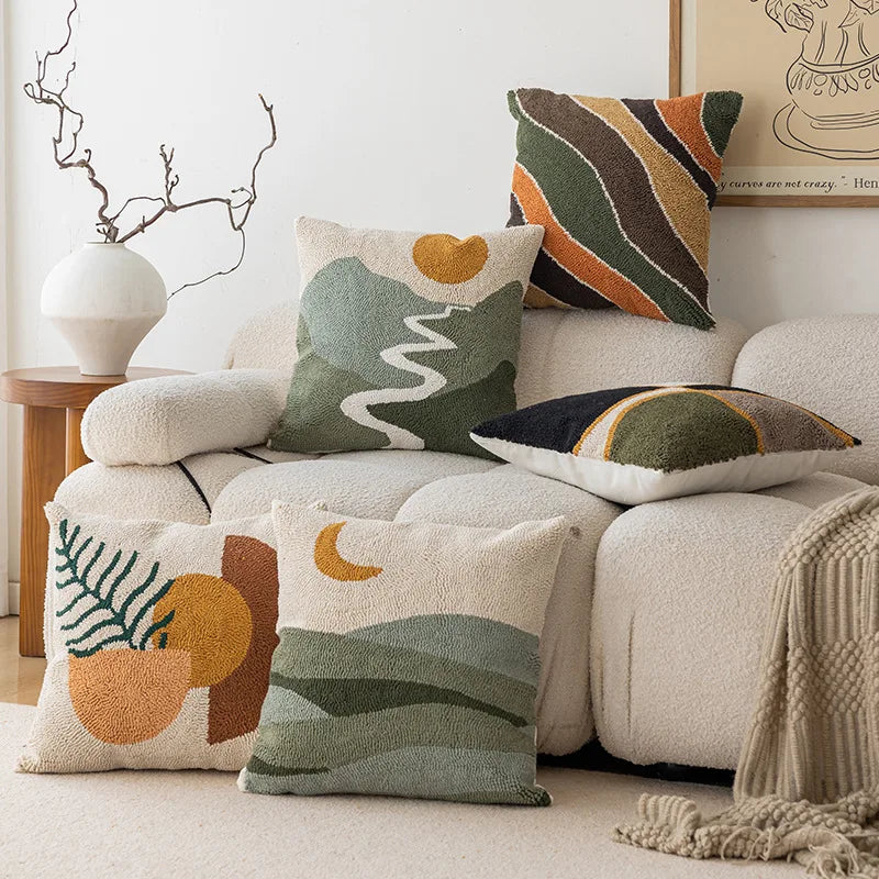 Abstract Tufted Landscape & Nature-Inspired Pillow Covers