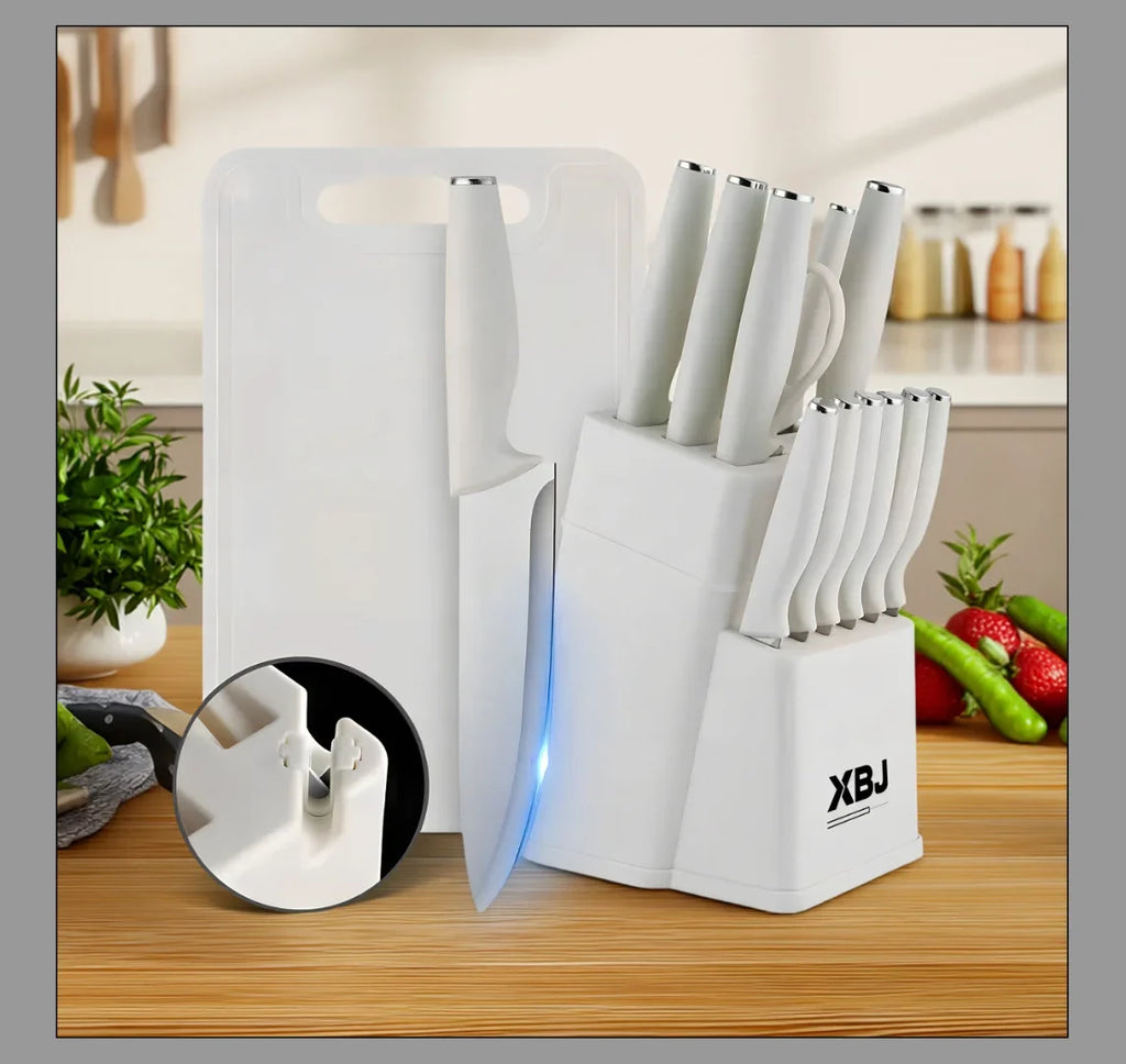 15 pieces kitchen stainless steel knife set, multi-purpose, ergonomic for long-term use without getting tired, all-round cutting