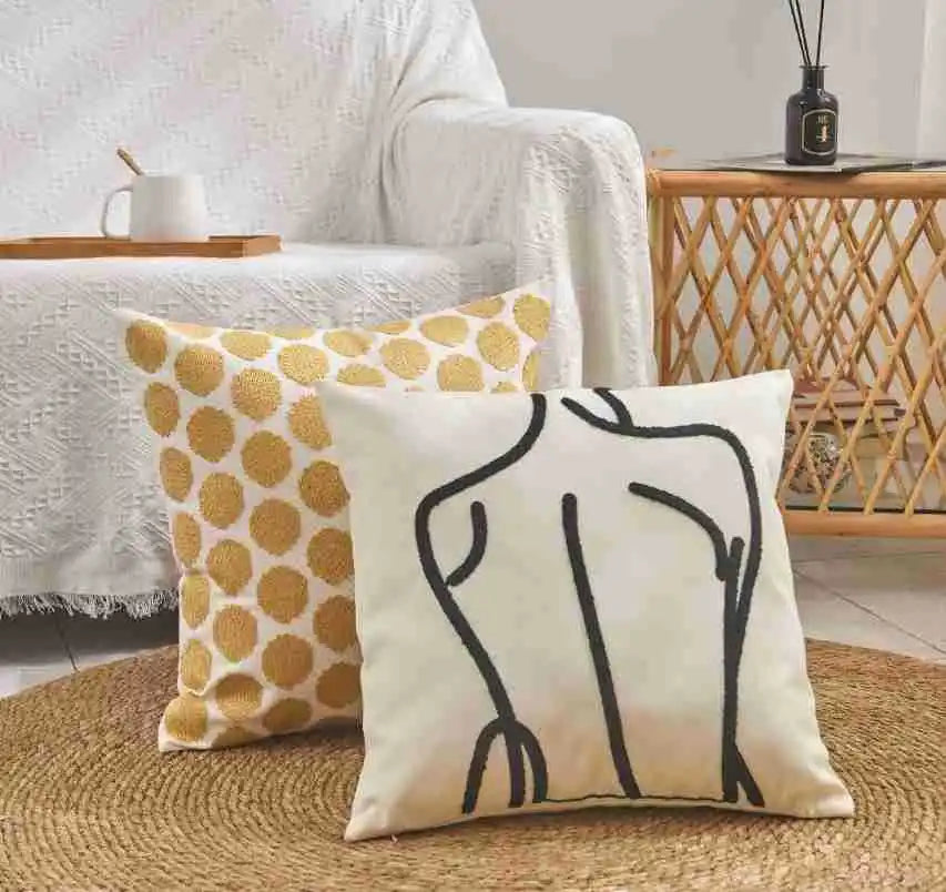Boho Home Decor Tufted Embroidered Pillowcase – Decorative Throw Pillow Cover for Sofa & Living Room