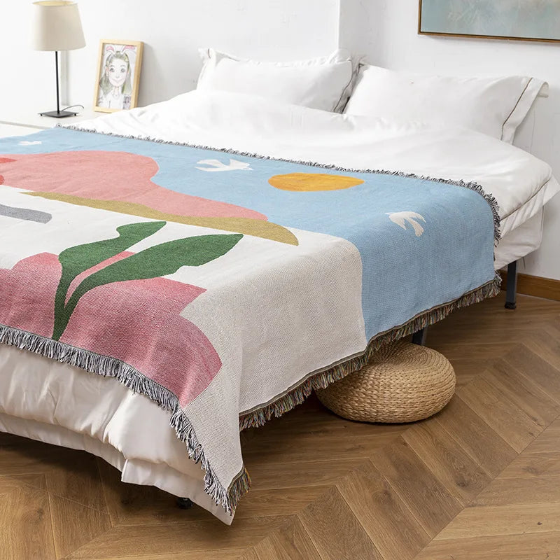 Boho Tassel Throw Blanket