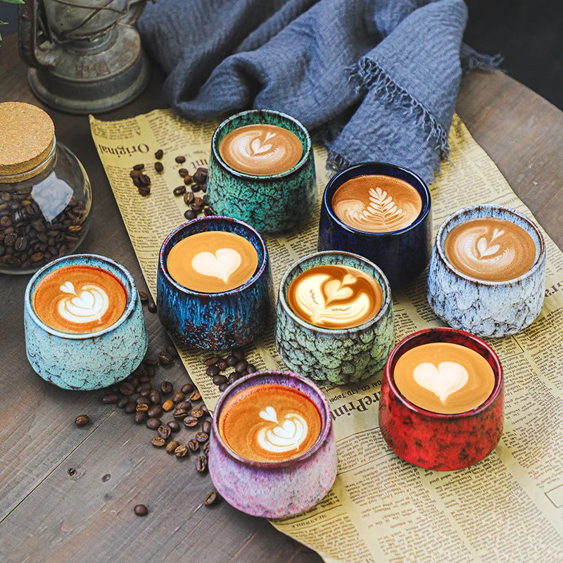 Colorful Reactive Glaze Ceramic Coffee Mug – 6oz Espresso & Tea Cup for Home, Office & Café