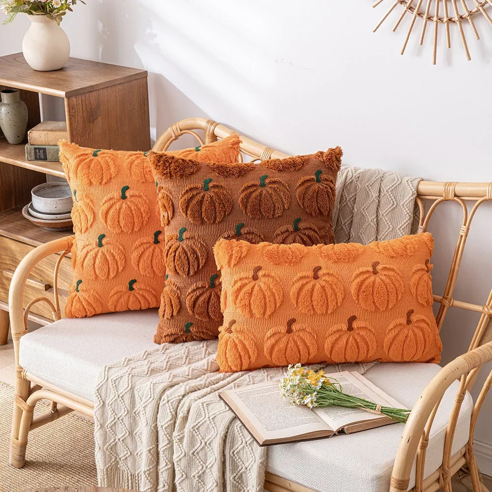 Plush Pumpkin Pillow Cover – Cozy Autumn Accent