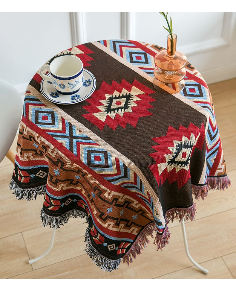 Bohemian Plaid Tassel Throw Blanket