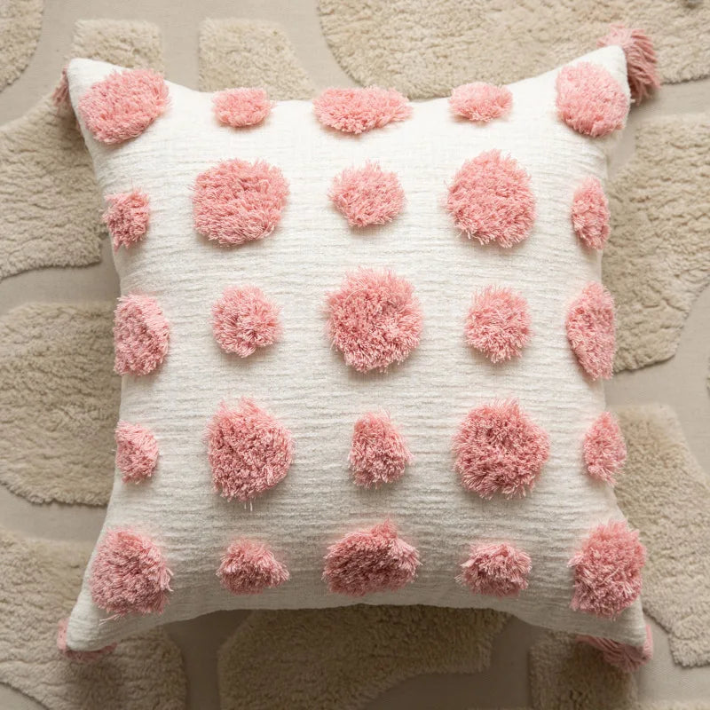 Pink Plush Tufted Pillowcase
