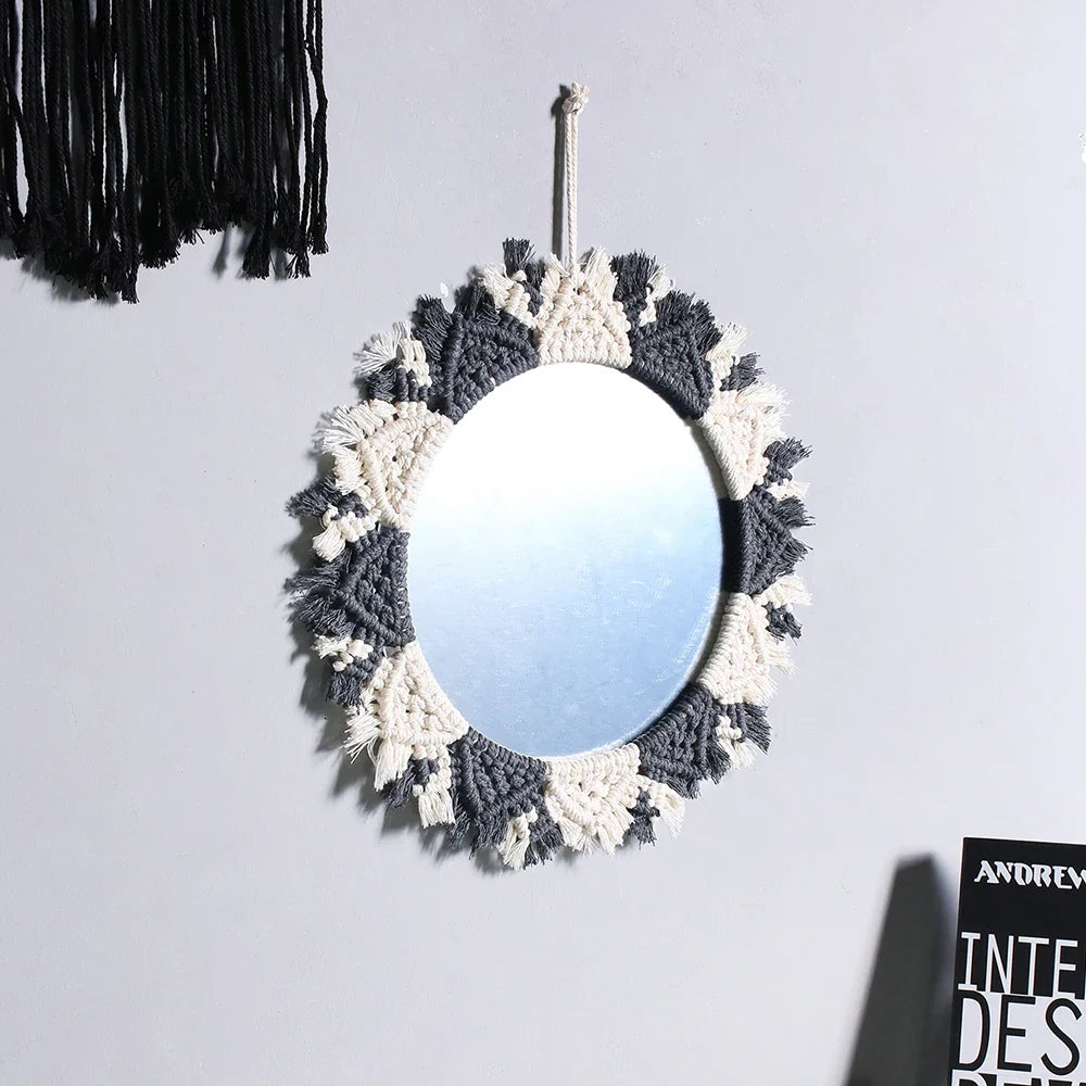 Circular Boho Macrame Wall Mirror