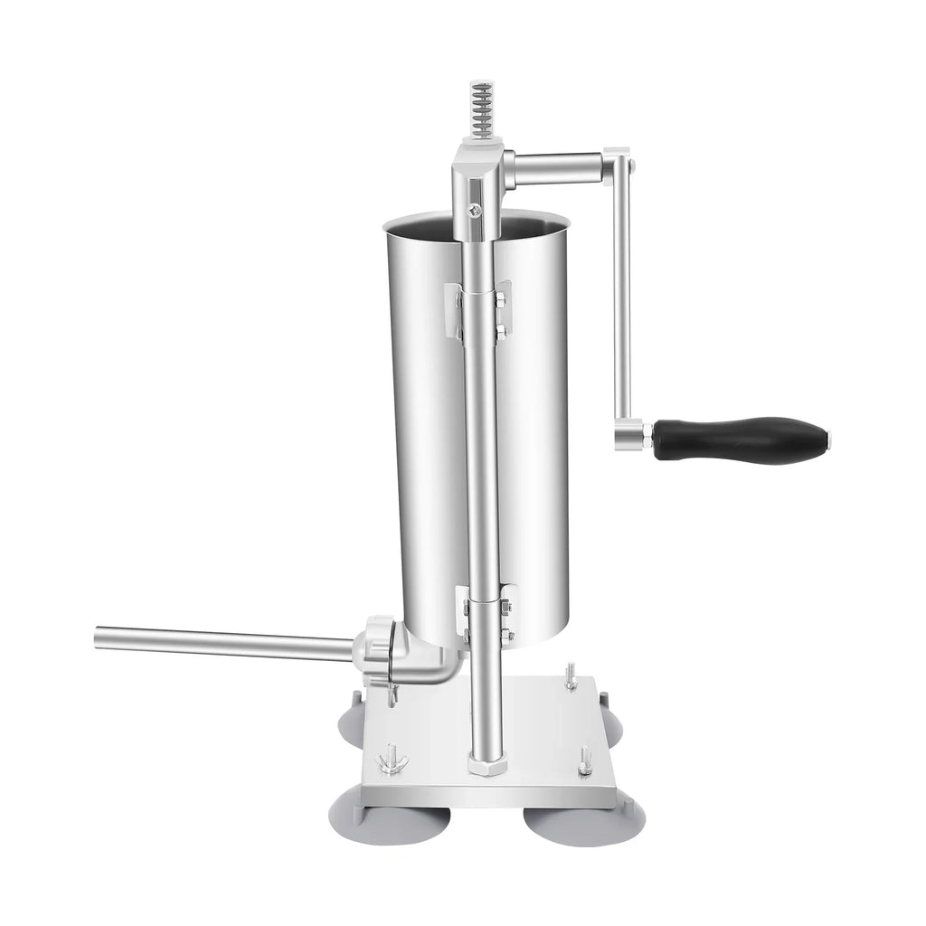 3L Vertical Manual Sausage Stuffer Machine – Stainless Steel Sausage Maker with 4 Steel & 7 PE Tubes