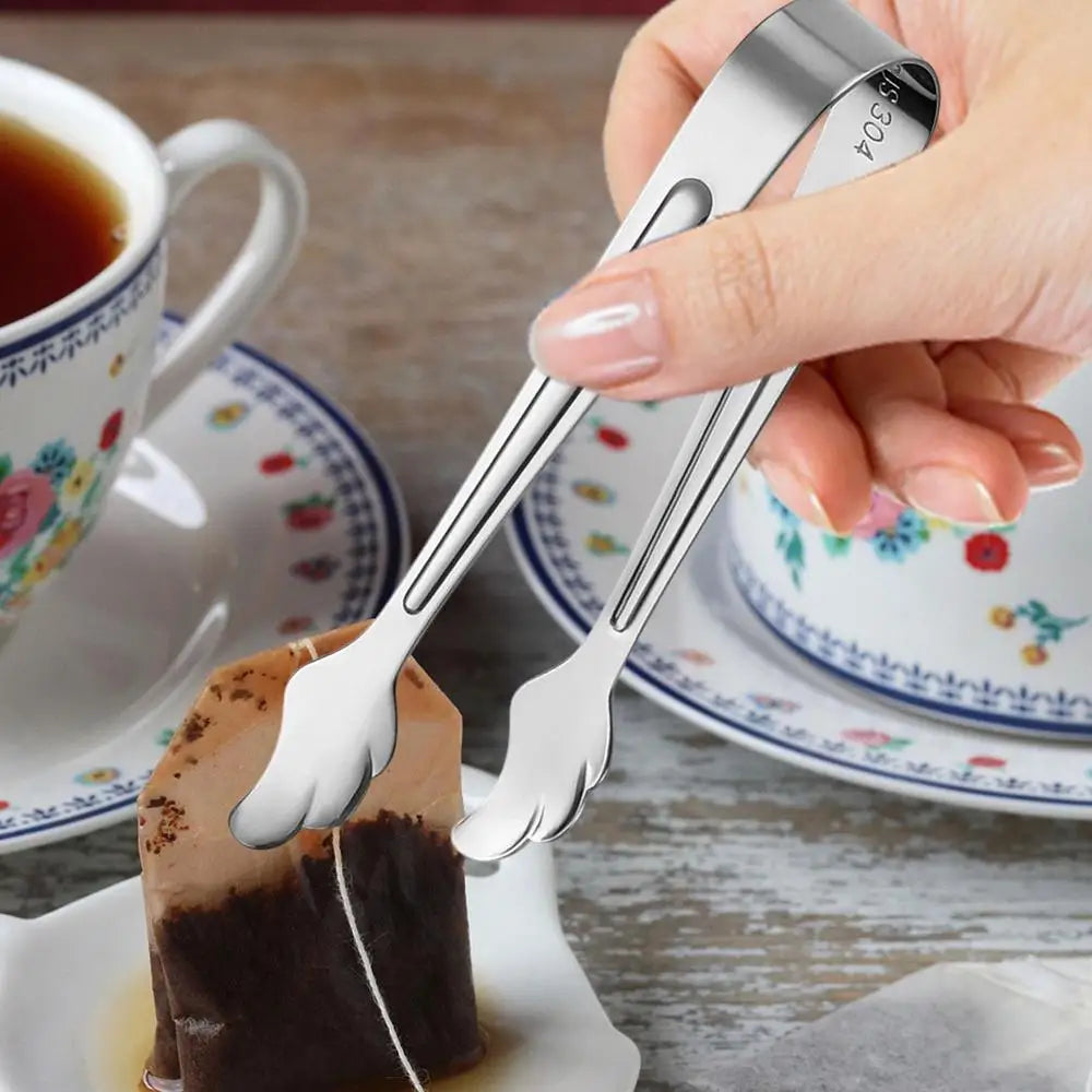 Mini Stainless Steel Food Tongs – Sugar Clamp, Bread & Steak Clip Tweezer for Home Kitchen Cooking & Serving
