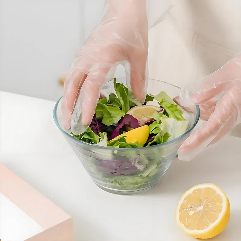 Disposable Clear TPE Gloves – Oil-Resistant, Food-Handling Gloves for Cooking, Cleaning & Meals, Latex-Free & Powder-Free