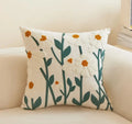Floral Embroidered Canvas Pillow Cover – Boho Countryside Cushion