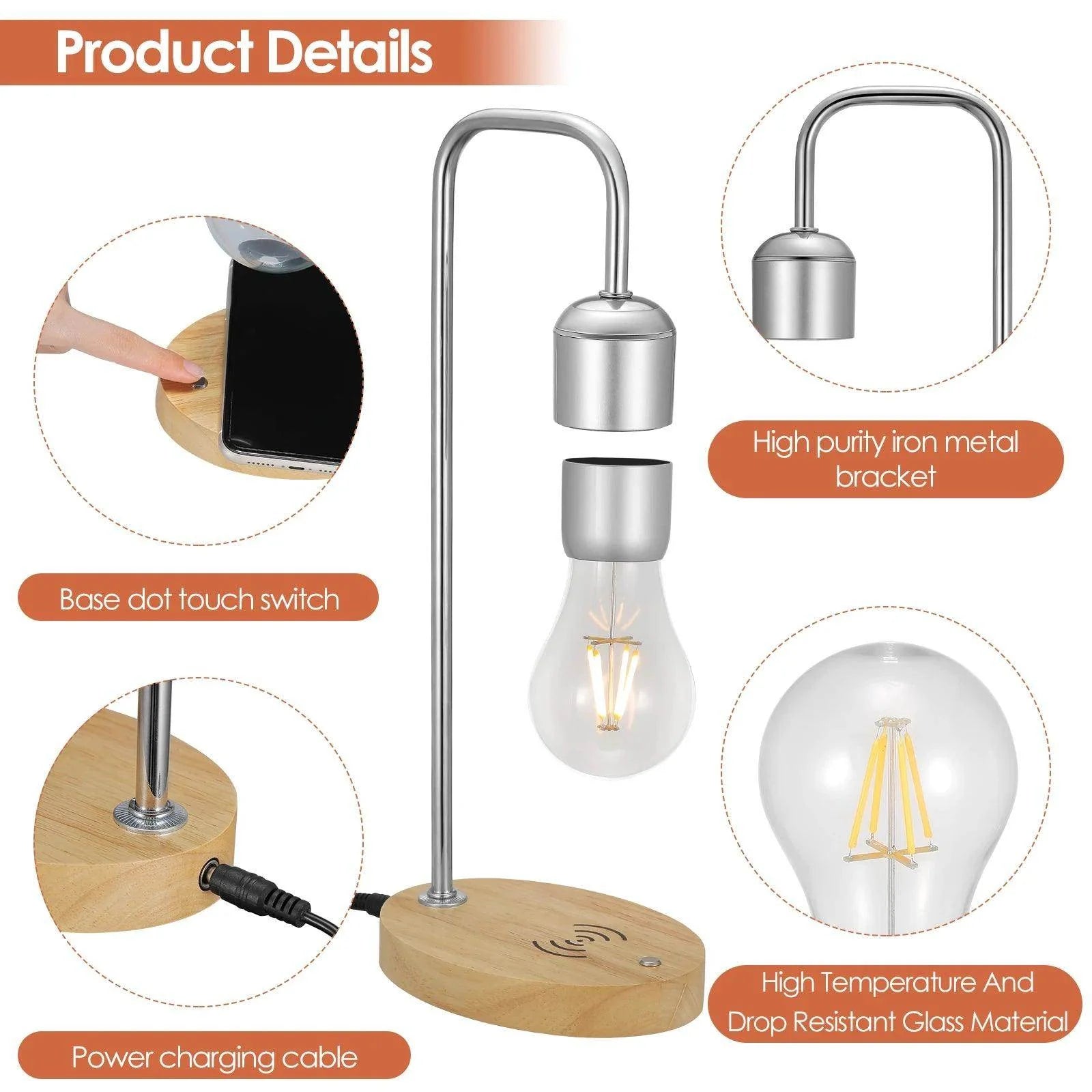Modern Levitating Lamp With Floating Light Bulb